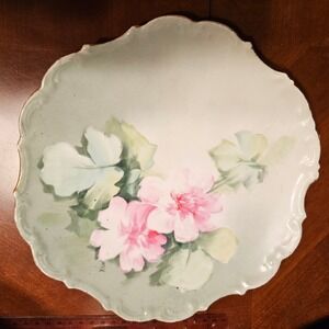 Limoges France Flambeau LDBC Hand Painted Floral Plate Scalloped Gold Rim Signed